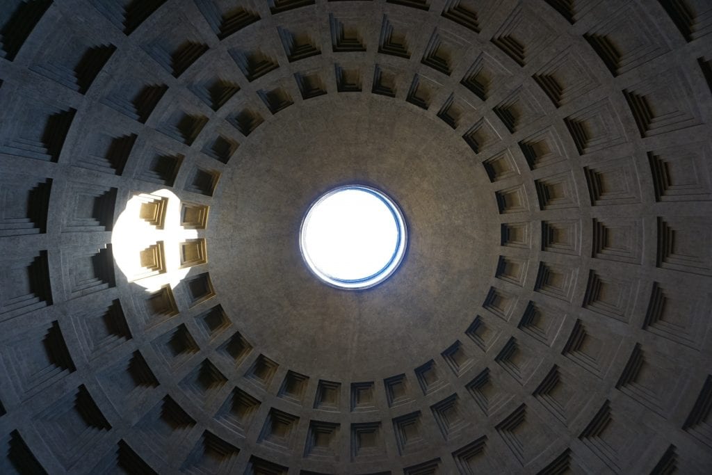 A photo of the Pantheon Ceiling in Rome Italy- Global Munchkins