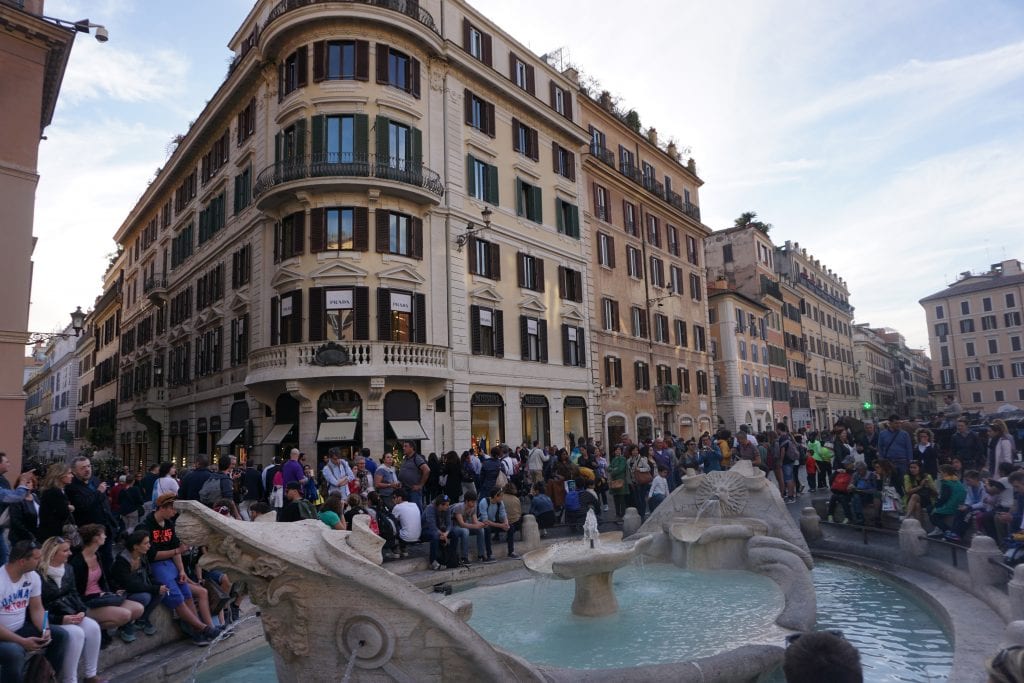 Baroque freshwater fountain- Fontana della Barcaccia located in the Piazza di Spagna by Bernini and son- Rome Italy- Global Munchkins