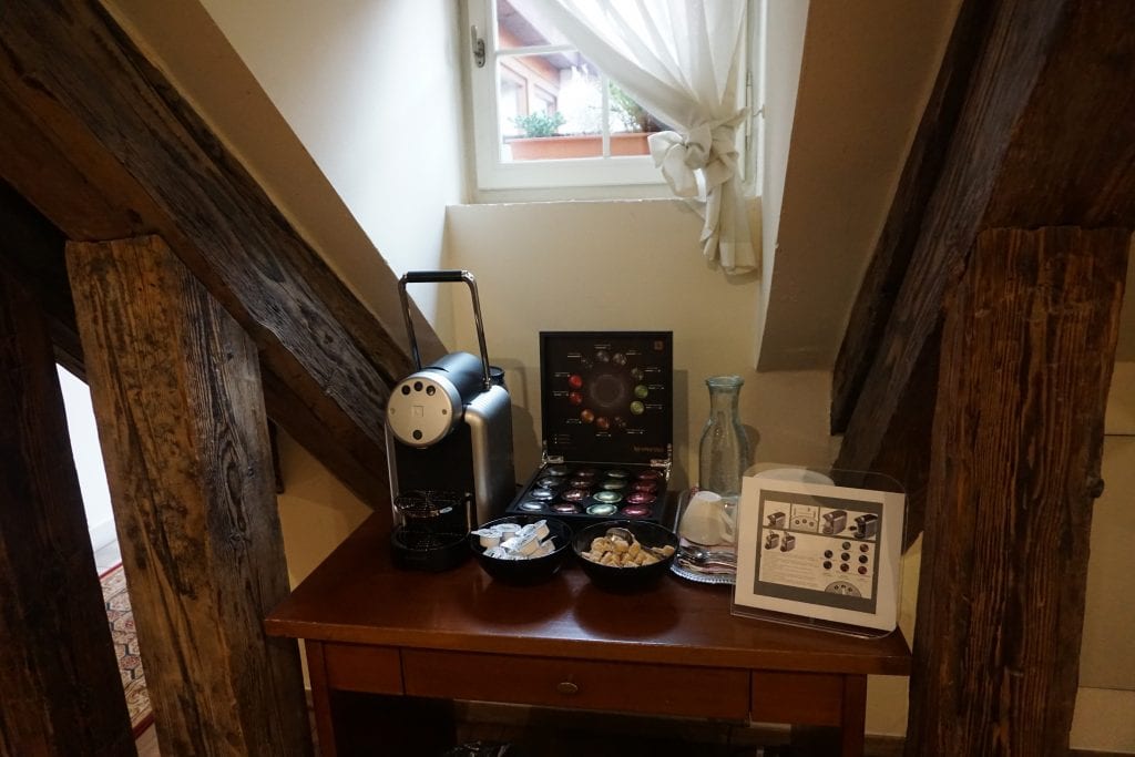 Complimentary espresso The Nicholas Hotel Residence in Prague. A review by Global Munchkins