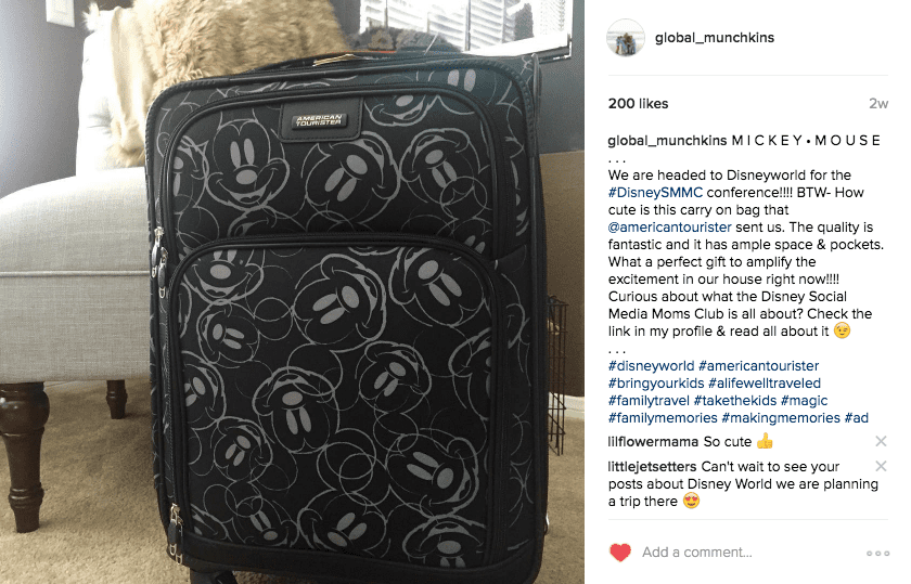 American Tourister Mickey Suitcase for attendees of DisneySMMC | Global Munchkins