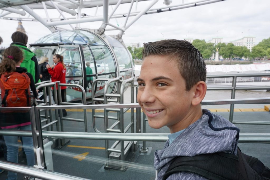 Boy about to board the London Eye | London with Kids | Global Munchkins