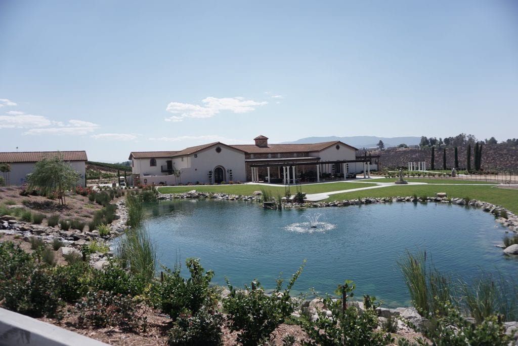 The gorgeous property at Avensole Winery complete with Koi filled pond. One of the newest Temecula Wineries | Global Munchkins