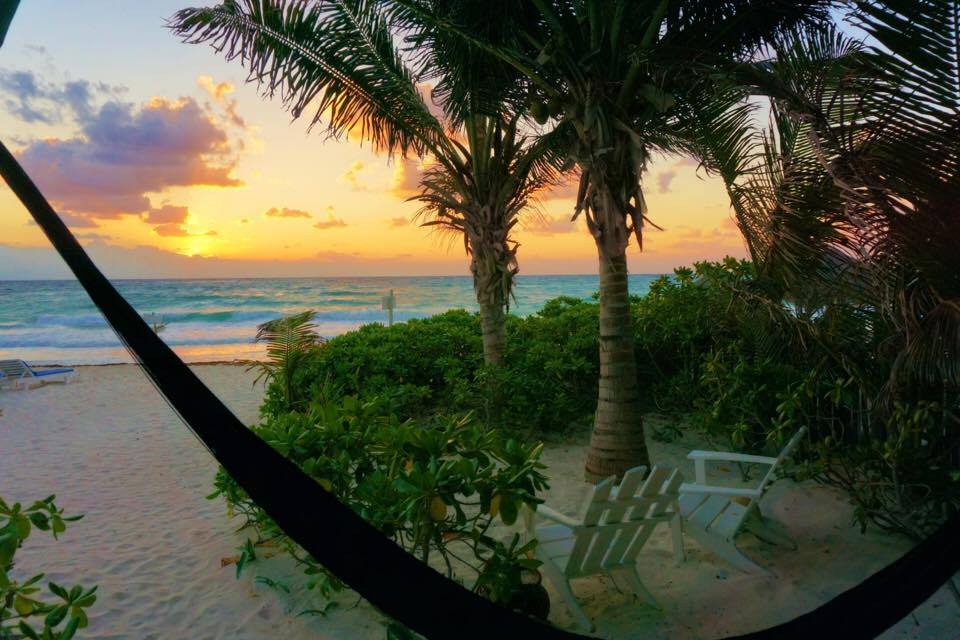 Tulum beaches have the most beautiful sunsets. This is the view from my cabana at Coco Tulum an eco-chic resort in Tulum Mexico