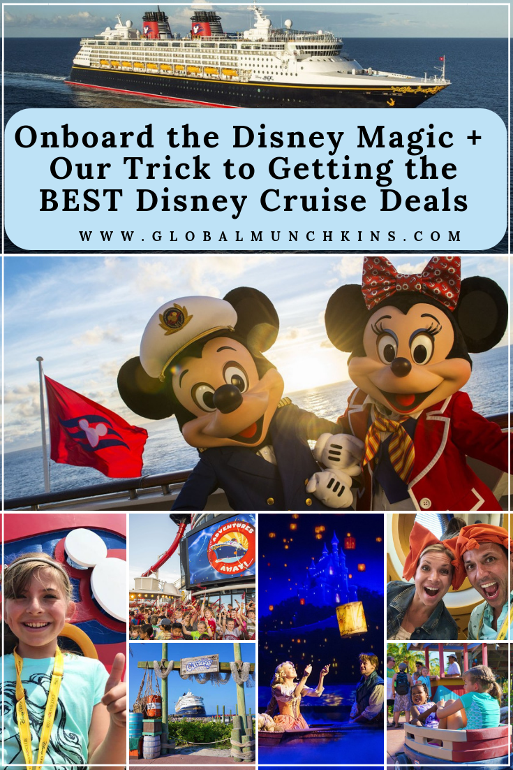 Take a peek inside the reimagined (recently renovated) Disney Magic + learn our trick to getting the BEST Disney Cruise Deals! #cruise #cruisetips #deals #tips #traveltips #familyvacation #vacation #disneymagic #disney #travel #trip