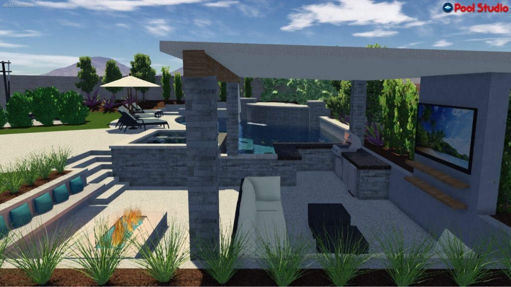 beautiful in ground pool with sunken area