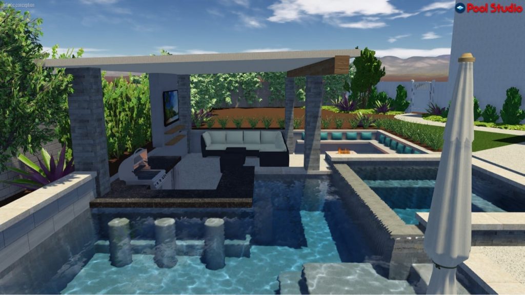 beautiful in ground pool with sunken area