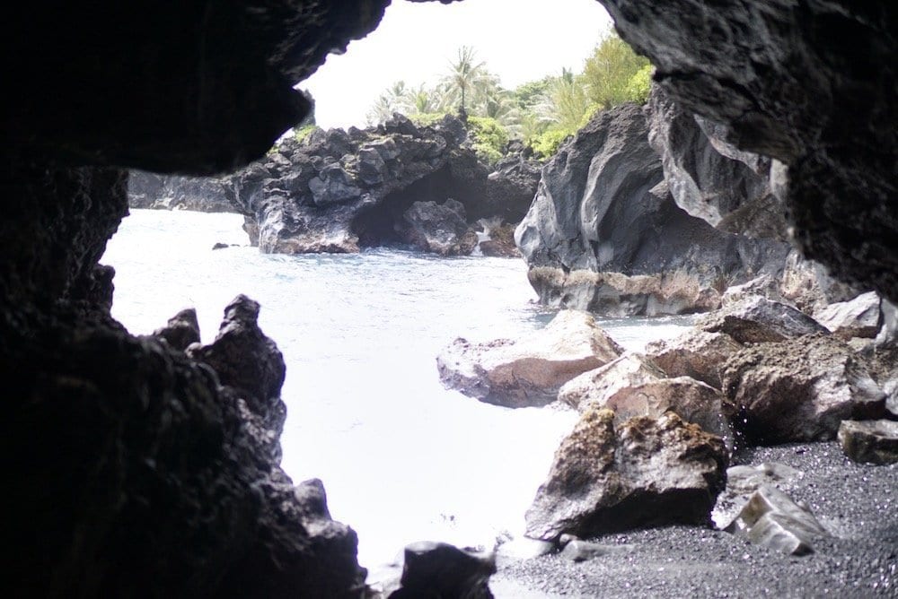 Black Sand Beach Lava Tubes