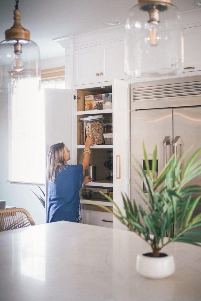 Kitchen organization, white kitchen, custom kitchen, custom cabinetry, pantry organization 