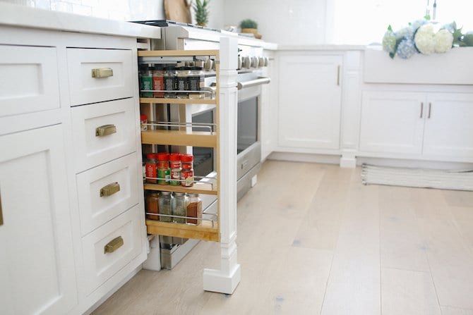 Custom Spice Rack Column in Kitchen