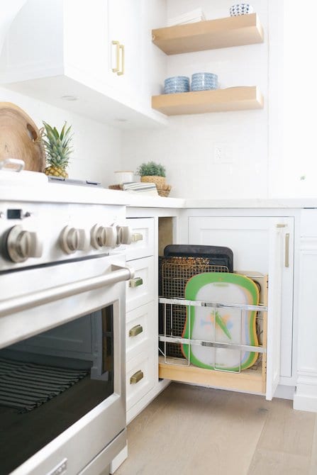 Pull out cookie sheet drawer custom kitchen cabinetry