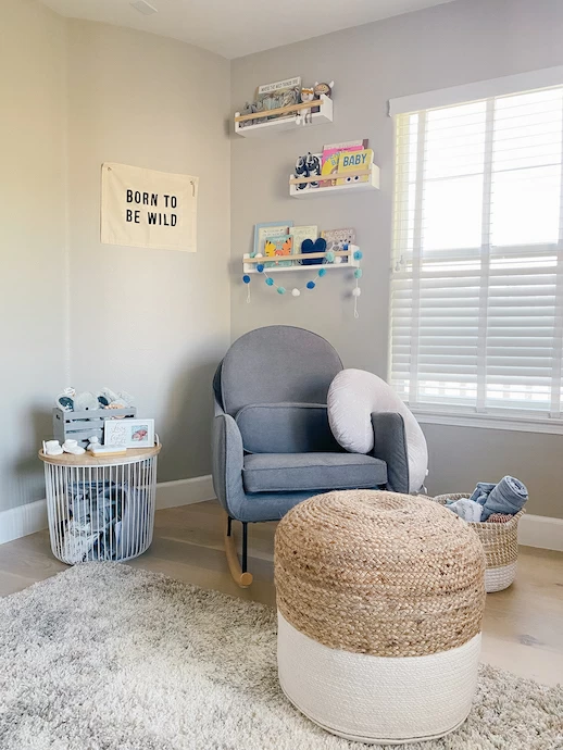 Jack Madden's Modern Nursery Tour 5 modern baby boy nursery.. Delta Ella Rocker